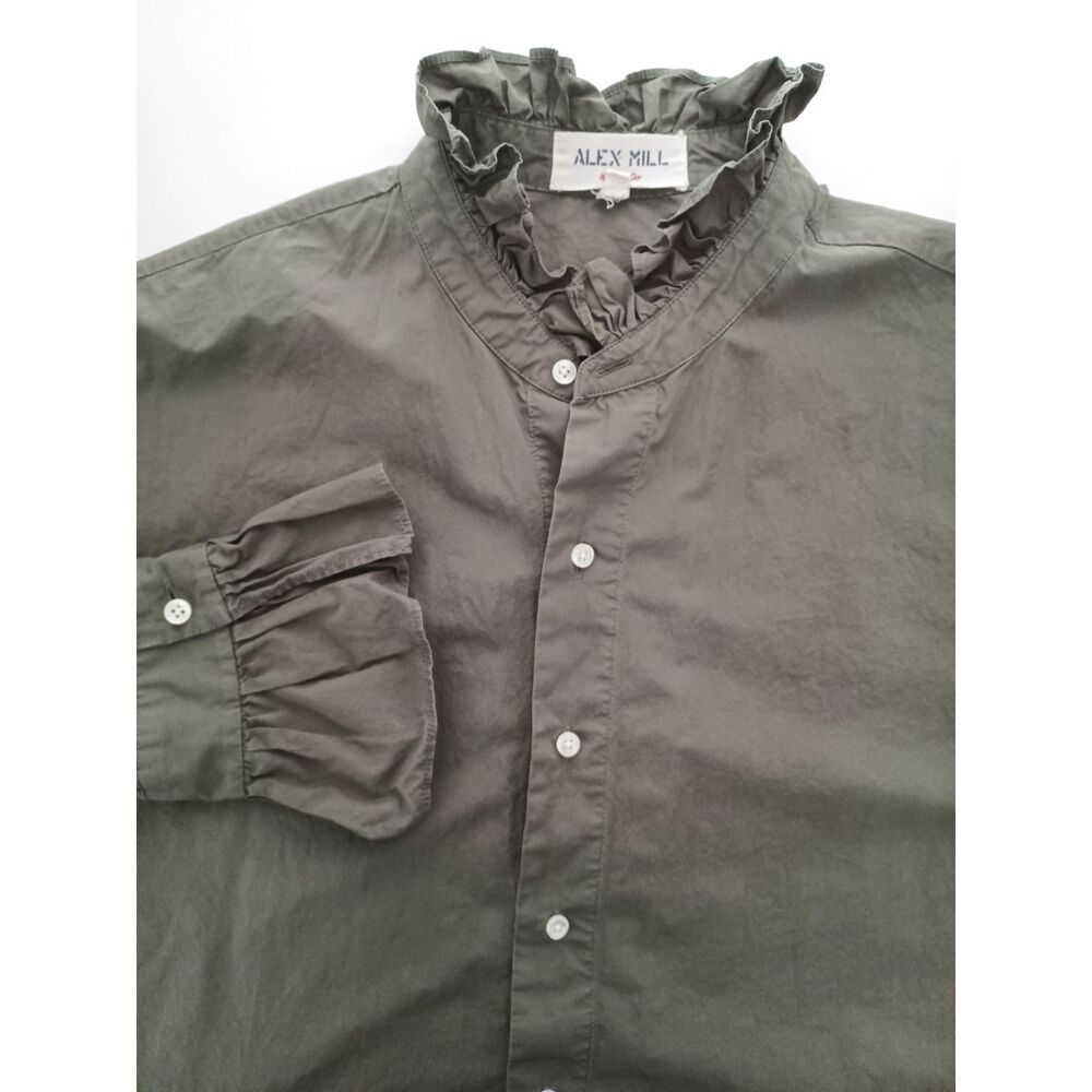 Alex Mill Top Medium Ruffle Green Preppy Elevated Work Quiet Luxury Effortless